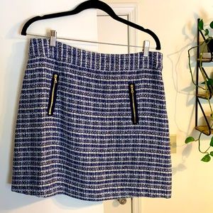 Blue and white Loft knit skirt.